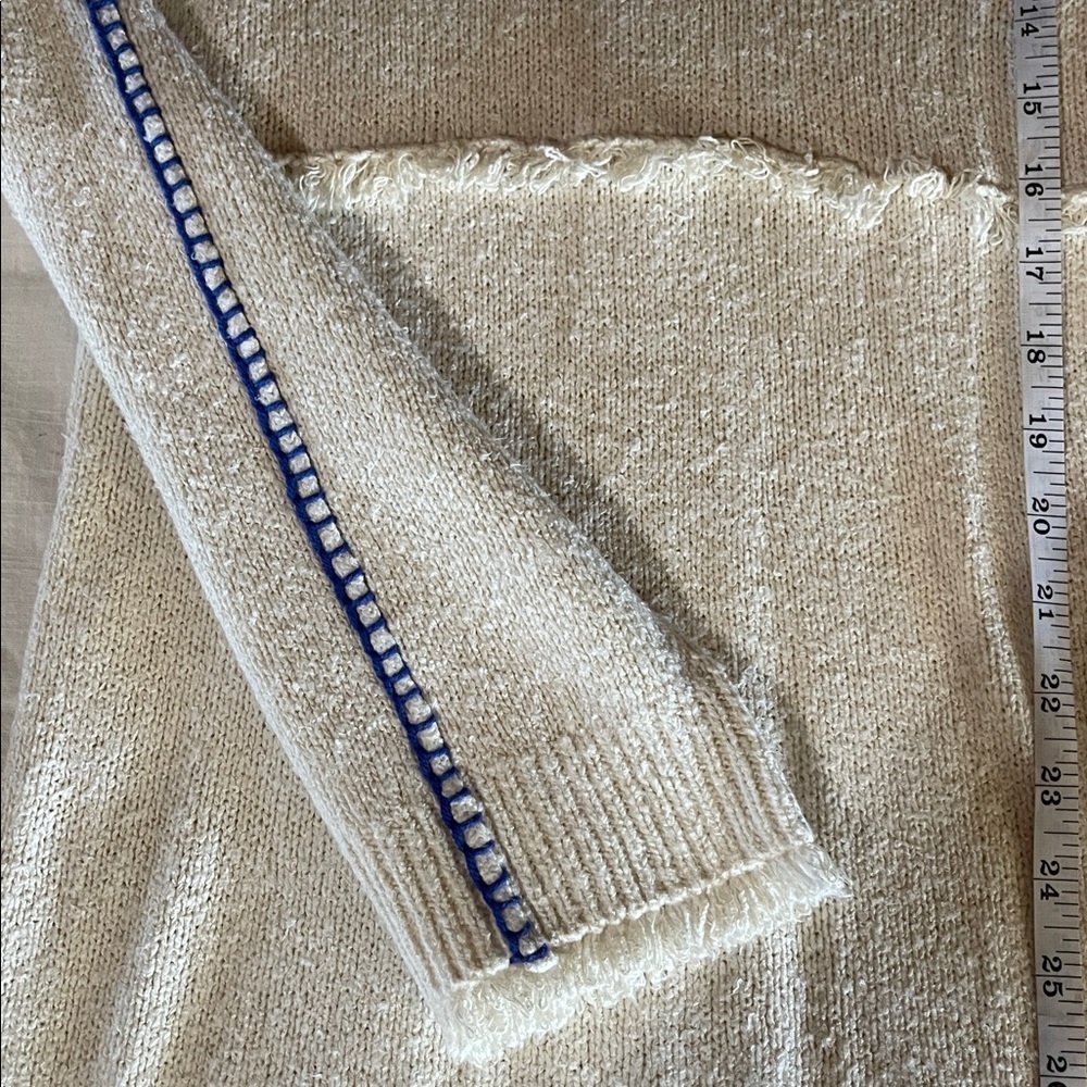 ZADIG & VOLTAIRE NWT Hiko Frayed Trim Silk Blend Ecru And Blue Minidress - Picture 14 of 15
